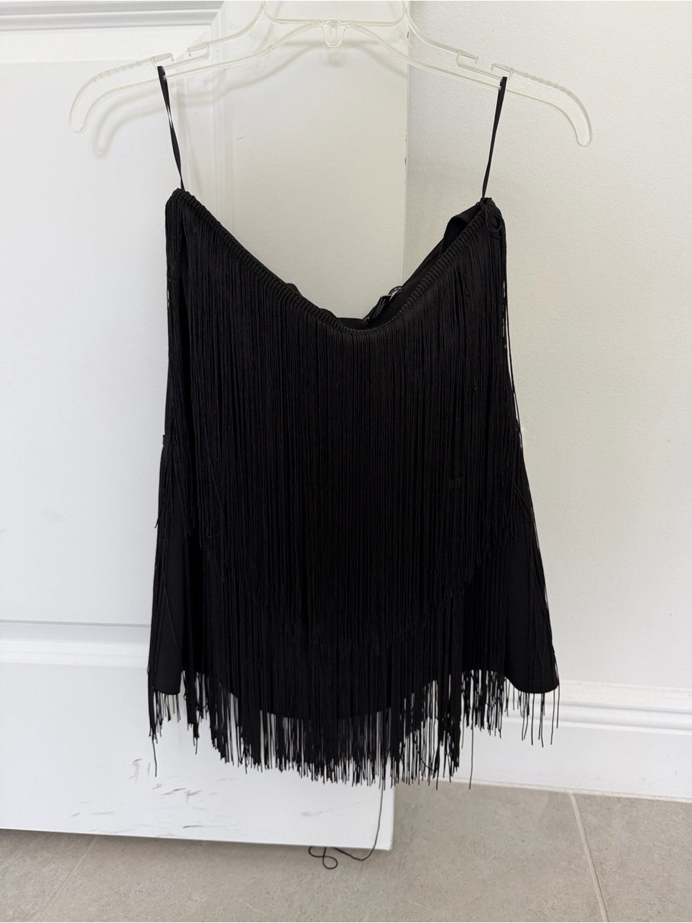 Sincerely Jules Black Fringe Spaghetti Strap Cami
